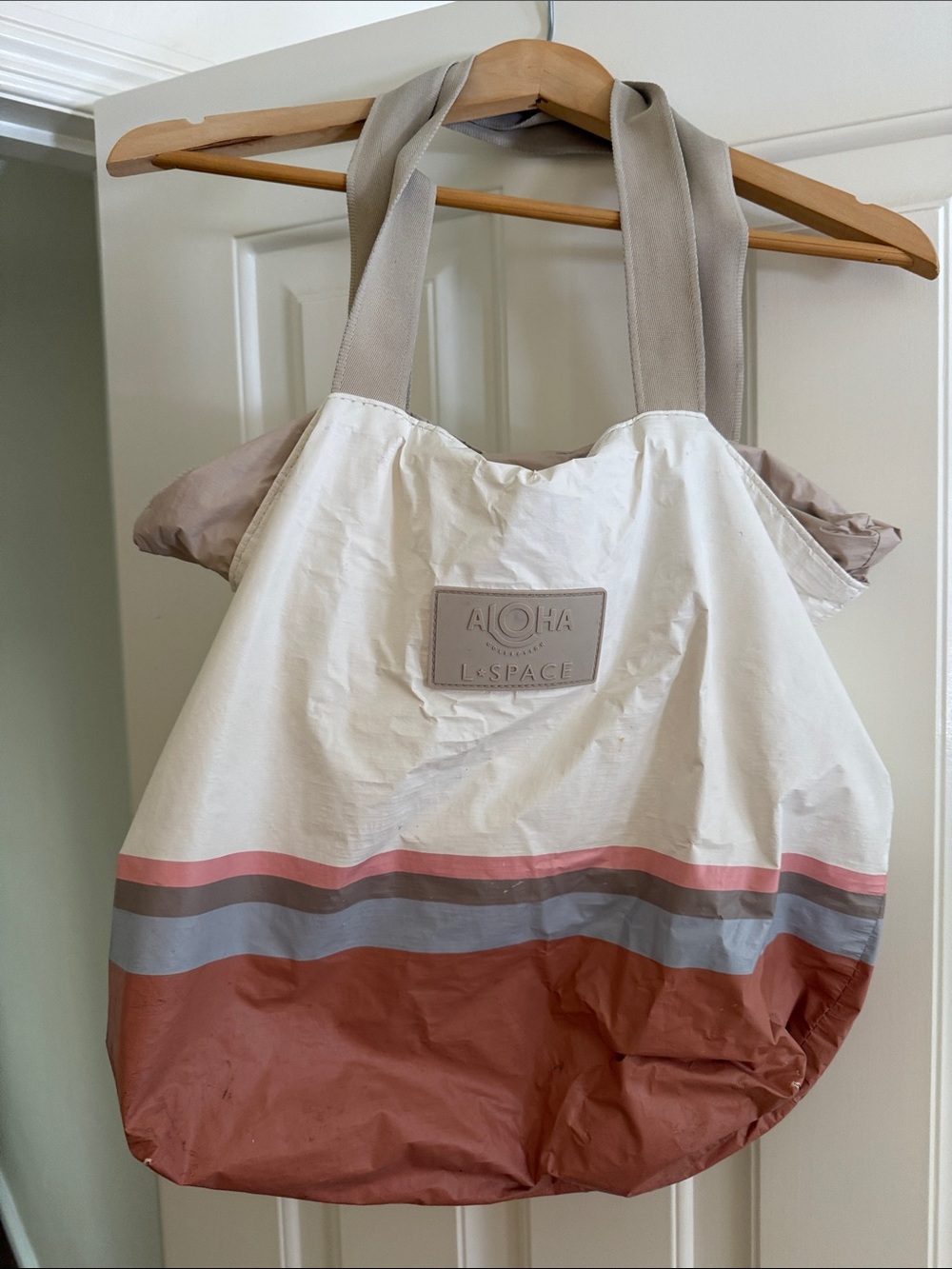 ALOHA Collection Cream, Rust & Pink Stripe Tote day tripper collab with LSpace
